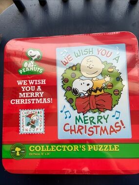 Peanuts Red and Green Merry Christmas Collector's Puzzle Tin NEW/sealed
